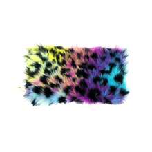 Women Fluffy Leopard Print Fluffy Wallet Bag Faux Fur Pl 11ush Tie Dye Rainbow Zipper Purse Coins Card Holder Organizer - Rainbow - 查看 1
