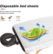 100PCS Massage Table Sheets, Disposable Bed Sheets For Massage Table, Spa Bed Covers For Esthetician, Tattoo, Waxing, Lash Bed, Salon Table, Non-Woven Fabric 71" X 31" (White) - White - View 7