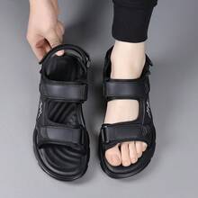 Men's Adjustable Strap Outdoor Hiking Sandals, Open Toe Non-Slip Wear-Resistant Thick Sole Lightweight Breathable Casual Athletic Footwear For Men Beach Camping Travel Daily Wear - 黑色 - 查看 8