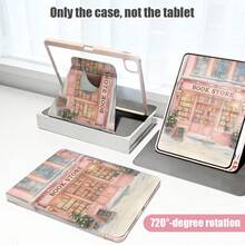 1pc PU Leather Case With Bookshelf Pattern, Pen Slot, 720° Rotating Stand, Auto Sleep/Wake Function, Compatible With Honor/Apple/HONOR/ Etc., Suitable For Back To School, Valentine's Day - Multicolor - View 7