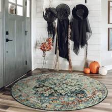 Bohemian Floral Medallion Round Rug - 4Ft Entryway Round Area Rug Soft Bathroom Circle Mat, Teal Turkish Non Slip Machine Washable Indoor Accent Carpet For Bedroom Kitchen Coffee Table - Teal - View 4