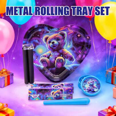 Heart-Shaped Rolling Tray Set. Novel And Fashionable. Includes Heart-Shaped Tray, Rolling Machine, King Size Rolling Papers (With Filter Tips), Plastic Grinder, And Storage Tube. Suitable For Home Gatherings, Holidays, And Convenient For Travel. Birthday Gift. Valentine's Day Gift.