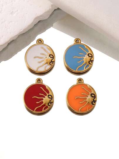 2 pezzi Ciondoli rotondi colorati in acciaio inossidabile per la realizzazione di gioielli fai-da-te, accessori per bracciali e collane