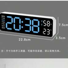 Đồng hồ kỹ thuật số LED tối giản, đồng hồ hình chữ nhật đa chức năng với chữ số lớn, có thể treo tường hoặc để bàn, hiển thị ngày, nhiệt độ, độ ẩm và chức năng báo thức. - 1PC - Xem 6