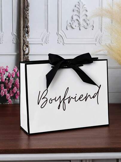 优雅男友礼物袋，纸质礼品袋，带丝带，周年纪念礼物袋，可折叠轻便购物袋，生日礼物袋，送给男友/伴侣的最佳礼物创意