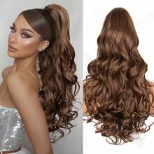 European And American Style Wavy Ponytail Clip-On Hair Extensions, Fluffy Invisible Big Curly Pear Blossom Wavy Ponytail - Multicolor - View 16