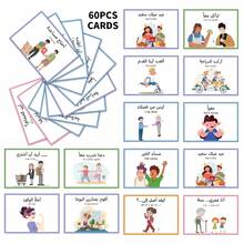 60张阿拉伯语短语学习闪卡，包含旅行和日常使用的基本阿拉伯语短语，适合初学者学习，附英文翻译。 - A - 查看 1
