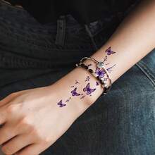 3 Sheets/Set Chinese Style Temporary Tattoos, Elegant Ink Lotus Flower & Butterfly Makeup Design, Sweat-Proof, Matte Finish, Semi-Permanent Herbal Tattoos, Lasting 7-14 Days, Ideal Gift - Brown - View 4