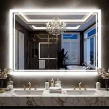 jjuyEspeo para Baño - 90 x 70 Cuadrado Espeo LED de Baño con Baño Antivao Iluminado en 3 Cos Funcion de Memoria d Templado Dormito para Sala Entradaespejo para baño - Blanco - Ver 1