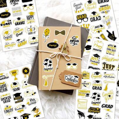 8 Sheets Graduation Season Stickers,Creative Personalized Party Decorations,Vinyl Stickers,Scrapbook, Journaling, Laptop, Bumper, Skateboard, Water Bottles, Computer, Phone, Cartoon, Gifts, Phone Cases, Notebooks, Graduation Stickers,School Supplie,Back To School