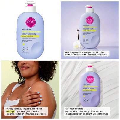 24H Moisturizing Body Lotion For Dry Skin Vanilla Cashmere Scent 16 Fl Oz