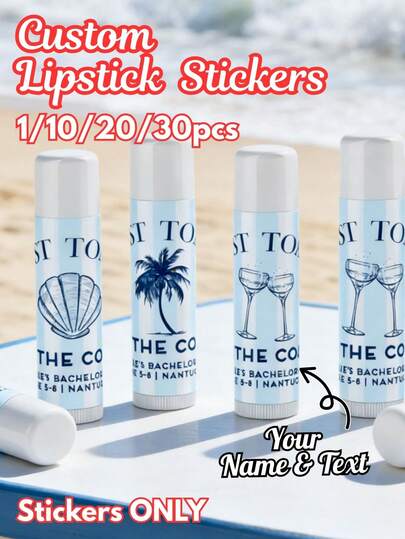 1/10/20/30 pièces Autocollants de rouge à lèvres personnalisés, Autocollants à thème de enterrement de vie de jeune fille personnalisés, Taille des autocollants de faveurs de fête 5,69 x 4,78 cm, Étiquettes de célébration avec nom et texte personnalisés, Décorations pour enterrement de vie de jeune fille et soirée entre filles, Autocollants uniquement, Étiquettes décoratives, Autocollants de faveurs pour événements de mariage
