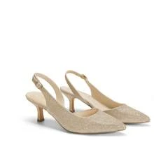 Women's Kitten Heels Slingback Pumps Closed Pointed Toe Low  Stiletto Heels Party Wedding Sexy Casual Dress Shoes - 金色 - 查看 6
