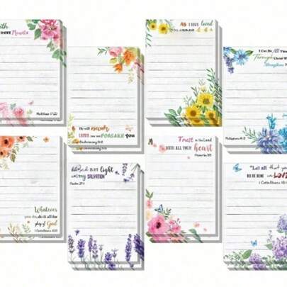 4" X 5.5" Bible Verse Sticky Notes, Memo Pad, Religious Quotes, Inspirational Notes, Floral Design, Handmade, Water Bottle, Guitar, Skateboard, Motorcycle Helmet, Luggage, Phone & Computer, Back To School Supplies, Winter Essentials, Thanksgiving, Christmas, Saudi National Day, Birthday, Holiday, New Year, Valentine's Day, Gifts For Boyfriend/Girlfriend, Adult Gifts