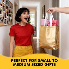 15 Pcs Gold Reusable Bags Bulk, 8x4x10 Inch Elegant Non - Woven Gift Bags Birthday, Wedding, Party Favors, Fashion Accessories Packaging - 玫瑰金-15 件裝 + 1 個(15 件裝) - 查看 4