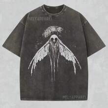 Cryptozoology Shirt Mothman Graphic Tee Cryptid Gift For Him Or Her Folk Horror Retro Crewneck Mystical Weirdcore  Tshirt Valentine's Day Gift - 黑色 - 查看 4