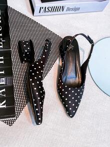 Slingback Open-Toe Pump With A Heel Below 3cm. - Plain Polka Dots - View 2