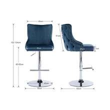 WAHSON OFFICE CHAIRS Modern Bar Stools Set Of 2 Swivel Breakfast Bar Chairs With Lion Knocker, Velvet Kitchen Counter Chairs With Metal Base For Kitchen Island/Pub - Blue - View 3