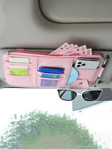 Car Sun Visor Storage Bag With Multi-Pocket Organizer, Universal Fit For Most Vehicles, Keeps Sunglasses, Cards, Driver's License, Registration And Insurance Documents Neatly Accessible, Clutter-Car Interior Companion For Daily Commute, Road Trip Essentials, And Fashion Accessories, Simple Quick-Access Storage Solution For Driving Essentials, Durable Lightweight Design, Perfect For Passengers And Driver, Streamlined Vehicle Organization Accessory For Everyday Use - Multicolor - View 15