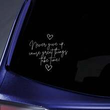 Never Give Up, Great Things Take Time - Inspirational Mirror Decal | Matte Vinyl Sticker, Suitable For Home, Car Window, Bathroom, Kitchen Or Living Room Decor With Motivational Quote, Mirror Wall Sticker - Multicolor - View 7