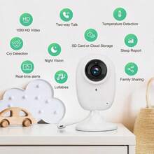 360° Panoramic WiFi Monitoring Camera 2K/1296P Color Night Vision AI Crying And Barking Detection + Auto Tracking Two-Way Audio Call Cloud/SD Storage Privacy Encryption Compatible With Alexa Baby Pet Elderly Indoor Security Monitor - 白色 - 查看 2