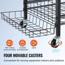 Sports Equipment Garage Organizer, Rolling Ball Storage Cart On Wheels, Basketball Rack With Baskets & Hooks, Indoor/Outdoor Sports Gear And Toys Storage, Steel Sports Equipment Organizer, Black - 2 Storage Baskets - 查看 5