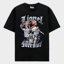Lionel T-Shirt _ Argentina _ Soccer _ World Cup _ Oversized - 黑色 - 查看 1
