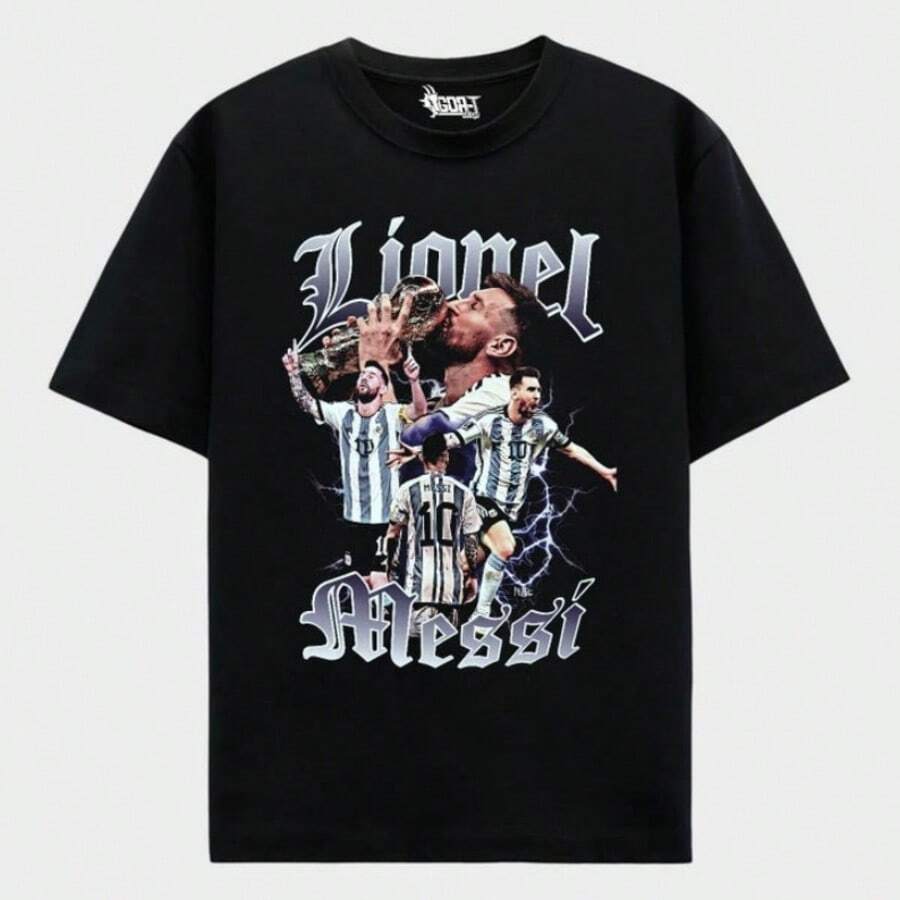 Lionel T-Shirt _ Argentina _ Soccer _ World Cup _ Oversized - 黑色 - 查看 1