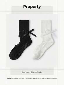 1/2/3双装女士防滑瑜伽袜，带绑带，可爱普拉提袜，适合舞蹈室室内运动，防滑圆点袜 - 彩色 - 查看 6