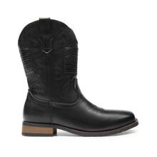 Botas Vaqueras para Hombre con Punta Cuadrada Western Cowboy Boots - Negro - Ver 4