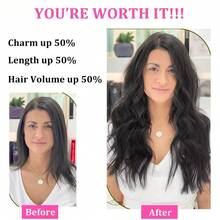 1B Straight One Piece Clip In Hair Extensions Real Human Hair 5 Clips 3/4 Full Head Clip In Human Hair Extensions For Women - Natural Black - View 6