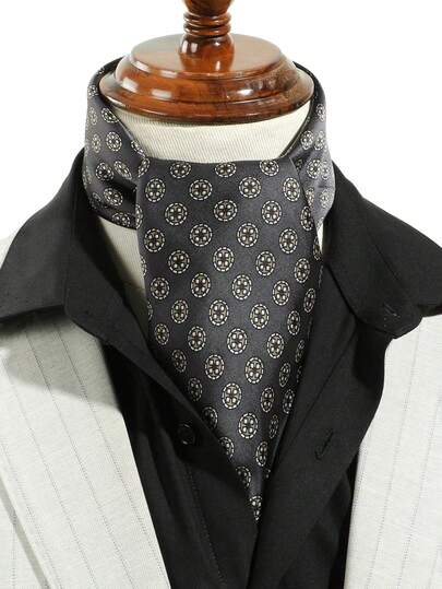 1条男士时尚波点印花简约方巾，适合日常外出、休闲娱乐、旅行搭配