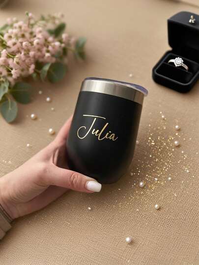 Customized Personalized Vinyl Sticker, Suitable For Wedding Party Decoration, Glass Name Sticker, Personalized Custom Name Label Sticker, Label Name Sticker, Custom Sticker Decal, DIY Gift Name Sticker, Handwritten Sticker, Customizable Holographic Name Sticker, Customized Glitter Name Text Sticker, Applicable To Water Bottles