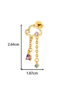 Toppiercing 1件装多功能微镶嵌锆石创意不锈钢耳骨穿孔耳环 - 彩色 - 查看 2