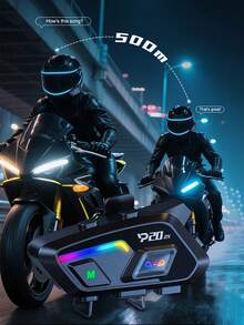 2pcs P20 500M Motorcycle Helmet Bluetooth 6.0 Wireless Intercom, 500M Music Sharing Headphone Loudspeaker, Motorcycle Accessories - P20 2X - Xem 2