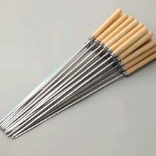 10支/20支装不锈钢烧烤签，多用途金属烤肉串签，带木柄不锈钢烧烤签，烧烤针杆，户外烹饪，烧烤用品 - 金屬木不銹鋼烤肉簽 - 查看 5