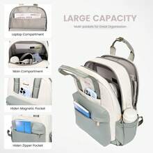 LOVEVOOK Laptop Backpack For Women, 17 Inch Travel Laptop Bag, Waterproof Computer Backpack Purse For Work Teacher Nurse, Durable Casual Daypack - Xám xanh + trắng nhạt - Xem 2