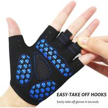 Guantes de ciclismo para niños, almohadillas de gel para bicicleta con medio dedo, para niños y niñas de 2 a 11 años, guantes de bicicleta de carretera y montaña - Azul / Patchwork - Ver 4