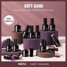 MEFA Fall Gel Nail Polish Set, 12 Colors Burgundy Red Nail Polish Set Champagne Gold Glitter Nail Polish Gel Soak Off Dark Red Purple Shimmer Nude Brown Manicure Gifts For Women Girl DIY Salon Home - Màu A - Xem 7