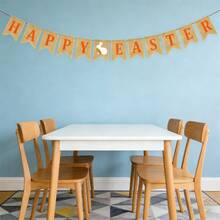 Easter Banner Burlap Bunny Garland Happy Easter Day Decorations For Fireplace Home Decor - Orange - View 2