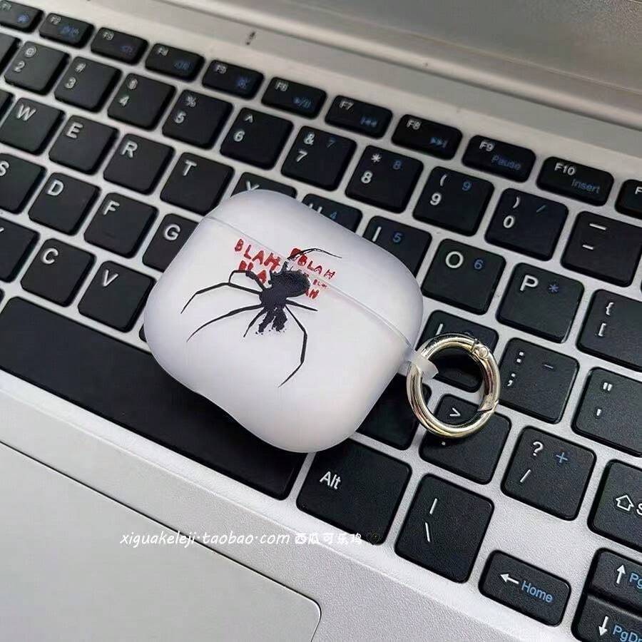 1pc Black Spider & White Matte Earphone Case Compatible With Apple 2/3/New 4 Noise Proof/Pro 3 (2025 Version) - Multicolor - View 1