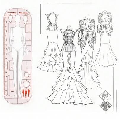 1 thước kẻ thiết kế thời trang, thước kẻ mẫu hình người dùng trong thiết kế trang phục, dụng cụ kỹ thuật thiết kế, thước kẻ mẫu hình người động dùng trong thiết kế thời trang nữ, mẫu sơ đồ hiệu ứng mô hình phác thảo, thước kẻ acrylic trong suốt sáng tạo với vạch chia tối giản, thước kẻ vẽ kỹ thuật bằng nhựa.