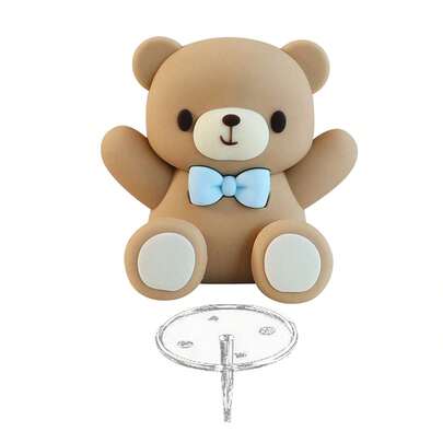 3D Bear & Bow Cake Decorations, Birthday Party Supplies (This Product Cannot Directly Contact Food, Needs To Be Isolated With A Transparent Base Before Contacting Food)