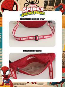 Marvel 1个漫威官方授权蜘蛛侠图案腰包，多功能斜挎包，男童休闲单肩包，轻便可调节肩带胸包，卡通零钱包，臀包，适合男孩、年轻粉丝、学生，完美适用于日常上学、户外玩耍、主题公园游玩、假期旅行、运动。 - 紅色 - 查看 12
