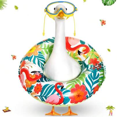 Hawaiian Goose Outfits Lawn Goose Clothes Including Swimming Ring And Eyewear Porch Goose Costume Set Of 2