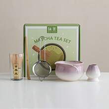 1pc/5pcs Matcha Tea Set, Ceramic Matcha Bowl, Matcha Whisk, Tea Ceremony Accessories, Flower Shaped Salad Bowl - Multicolor - View 2