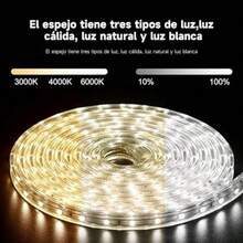 jjuyEspeo Inteligente para Baño 100x60 con r Corporal 3 Tonos de Luz Funcion Antiempañante Inscion orizontal/Vical Diseño Modernoespejo para baño - Blanco - Ver 4