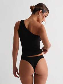 XLLAIS 1 chiếc áo hai dây màu trắng, kiểu dáng ôm sát, chất liệu co giãn, thích hợp mặc đi dự tiệc cho nữ. - Xem 4