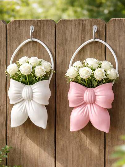 1个悬挂式花盆花园装饰，户外阳台栏杆悬挂式花盆/花瓶，装饰性花园庭院植物花卉装饰