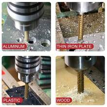 6pcs Pagoda Drill Bit Set, Hexagonal Shank Straight Slot Titanium Coated Stepped Drill Bits, Woodworking Specialized Hole Puncher, Titanium Chrome Cast Iron Cutter - Pagoda Drill Bit - View 5